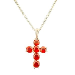 Garnet and Rhinestone Cross with  Chain